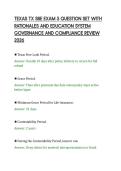 TEXAS TX SBE EXAM 5 QUESTION SET WITH&NewLine;RATIONALES AND EDUCATION SYSTEM&NewLine;GOVERNANCE AND COMPLIANCE REVIEW&NewLine;2026