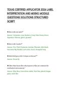 TEXAS CERTIFIED APPLICATOR 2026 LABEL&NewLine;INTERPRETATION AND MIXING MODULE&NewLine;QUESTIONS SOLUTIONS STRUCTURED&NewLine;SCRIPT