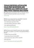 TEXAS CERTIFIED APPLICATOR&NewLine;EXAM PREP QUESTIONS AND&NewLine;ANSWERS 2026 COMPLETE EXAM&NewLine;PREP WITH VERIFIED SOLUTIONS