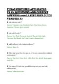 TEXAS CERTIFIED APPLICATOR&NewLine;EXAM QUESTIONS AND CORRECT&NewLine;ANSWERS 2026 LATEST PREP GUIDE&NewLine;VERIFIED A&plus;&NewLine;