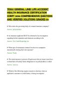 TEXAS GENERAL LINES LIFE ACCIDENT&NewLine;HEALTH INSURANCE CERTIFICATION&NewLine;SCRIPT 2026 COMPREHENSIVE QUESTIONS&NewLine;AND VERIFIED SOLUTIONS GRADED A&plus;