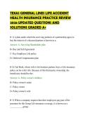 TEXAS GENERAL LINES LIFE ACCIDENT&NewLine;HEALTH INSURANCE PRACTICE REVIEW&NewLine;2026 UPDATED QUESTIONS AND&NewLine;SOLUTIONS GRADED A&plus;