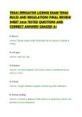 TEXAS IRRIGATOR LICENSE EXAM TEXAS&NewLine;RULES AND REGULATIONS FINAL REVIEW&NewLine;SHEET 2026 TESTED QUESTIONS AND&NewLine;CORRECT ANSWERS GRADED A&plus;