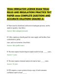 TEXAS IRRIGATOR LICENSE EXAM TEXAS&NewLine;RULES AND REGULATIONS PRACTICE TEST&NewLine;PAPER 2026 COMPLETE QUESTIONS AND&NewLine;ACCURATE SOLUTIONS GRADED A&plus;