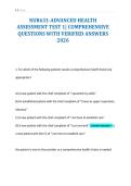 NUR631-ADVANCED HEALTH&NewLine;ASSESSMENT TEST 1&vert; COMPREHENSIVE&NewLine;QUESTIONS WITH VERIFIED ANSWERS&NewLine;2026&NewLine;