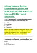 California Residential Electrician Certification Exam Questions & Verified Correct Answers with Detailed Rationales &lpar;2026&rpar; &vert; Comprehensive Residential Electrician Certification Review &vert; Instant Download PDF