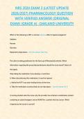 NRS 2020 EXAM 3 &lpar;LATEST UPDATE 2026 2027&rpar; PHARMACOLOGY QUESTION WITH VERIFIED ANSWER &lbrace;GRADE A&rcub; -OAKLAND UNIVERSITY&NewLine;&NewLine;