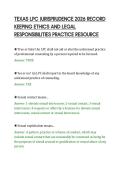 TEXAS LPC JURISPRUDENCE 2026 RECORD&NewLine;KEEPING ETHICS AND LEGAL&NewLine;RESPONSIBILITIES PRACTICE RESOURCE