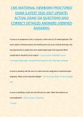 CMS MATERNAL NEWBORN PROCTORED EXAM &lpar;LATEST 2026-2027 UPDATE&rpar; ACTUAL EXAM 130 Questions & Answers 100- Correct -Grade A