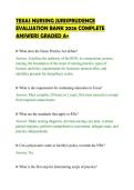 TEXAS NURSING JURISPRUDENCE&NewLine;EVALUATION BANK 2026 COMPLETE&NewLine;ANSWERS GRADED A&plus;