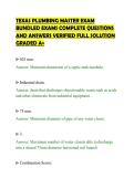 TEXAS PLUMBING MASTER EXAM&NewLine;BUNDLED EXAMS COMPLETE QUESTIONS&NewLine;AND ANSWERS VERIFIED FULL SOLUTION&NewLine;GRADED A&plus;