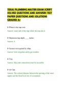 TEXAS PLUMBING MASTER EXAM SCRIPT&NewLine;SOLVED QUESTIONS AND ANSWERS TEST&NewLine;PAPER QUESTIONS AND SOLUTIONS&NewLine;GRADED A&plus;