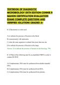 TEXTBOOK OF DIAGNOSTIC&NewLine;MICROBIOLOGY SIXTH EDITION CONNIE R&NewLine;MAHON CERTIFICATION EVALUATION&NewLine;EXAMS COMPLETE QUESTIONS AND&NewLine;VERIFIED SOLUTIONS GRADED A&plus;