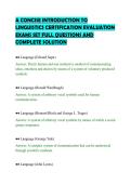 A CONCISE INTRODUCTION TO&NewLine;LINGUISTICS CERTIFICATION EVALUATION&NewLine;EXAMS SET FULL QUESTIONS AND&NewLine;COMPLETE SOLUTION
