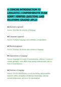A CONCISE INTRODUCTION TO&NewLine;LINGUISTICS COMPREHENSIVE EXAM&NewLine;SCRIPT VERIFIED QUESTIONS AND&NewLine;SOLUTIONS GRADED APLUS