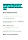 A CONCISE INTRODUCTION TO LOGIC&NewLine;UPDATED ACTUAL QUESTIONS AND&NewLine;CORRECT ANSWERS COMPLETE STUDY&NewLine;GUIDE&NewLine;