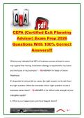 CEPA &lpar;Certified Exit Planning Advisor&rpar; &vert; Comprehensive Exam Prep Questions & Answers &vert; Value Acceleration Methodology&comma; Exit Planning&comma; Business Valuation&comma; Wealth Management & Succession Planning &vert; Exit Planning Institute &lpar;EPI&rpar;