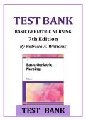 TEST BANK&NewLine;BASIC GERIATRIC NURSING&NewLine;7th Edition&NewLine;By Patricia A&period; Williams