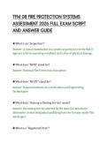 TFM 08 FIRE PROTECTION SYSTEMS&NewLine;ASSESSMENT 2026 FULL EXAM SCRIPT&NewLine;AND ANSWER GUIDE
