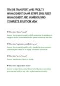 TFM 08 TRANSPORT AND FACILITY&NewLine;MANAGEMENT EXAM SCRIPT 2026 FLEET&NewLine;MANAGEMENT AND WAREHOUSING&NewLine;COMPLETE SOLUTION VIEW