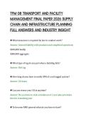 TFM 08 TRANSPORT AND FACILITY&NewLine;MANAGEMENT FINAL PAPER 2026 SUPPLY&NewLine;CHAIN AND INFRASTRUCTURE PLANNING&NewLine;FULL ANSWERS AND INDUSTRY INSIGHT