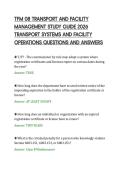 TFM 08 TRANSPORT AND FACILITY&NewLine;MANAGEMENT STUDY GUIDE 2026&NewLine;TRANSPORT SYSTEMS AND FACILITY&NewLine;OPERATIONS QUESTIONS AND ANSWERS