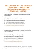 EMT 100 EMR TEST &num;1 2026&sol;2027 &lpar;CHAPTERS 1-7&rpar; PRACTICE QUESTIONS AND ANSWERS GRADED A&plus; LATEST&excl;&excl;