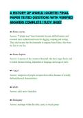A HISTORY OF WORLD SOCIETIES FINAL&NewLine;PAPER TESTED QUESTIONS WITH VERIFIED&NewLine;ANSWERS COMPLETE STUDY SHEET&NewLine;