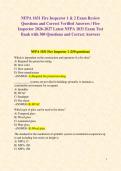 NFPA 1031 Fire Inspector 1 & 2 Exam Review Questions and Correct Verified Answers &sol; Fire Inspector 2026-2027 Latest NFPA 1031 Exam Test Bank with 300 Questions and Correct Answers 