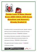 Florida Laws & Rules &lpar;ADEX CDCA Dental Exam&rpar; 2026 &vert; 350&plus; Exam Questions & Verified Answers &vert; Florida Dental Practice Act&comma; Dental Hygiene&comma; Sedation&comma; Supervision&comma; Infection Control & Licensure &vert; Florida Board of Dentistry