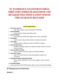 NC PATHOLOGY EXAM FOR FUNERAL &NewLine;DIRECTOR COMPLETE QUESTIONS AND &NewLine;DETAILED SOLUTIONS LATEST UPDATE &NewLine;THIS YEAR JUST RELEASED