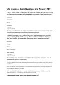 Life Insurance Exam Questions and Answers &lpar;2026&rpar; - Complete Study Guide&NewLine;