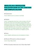 ABSOLUTE JAVA CERTIFICATION&NewLine;EVALUATION EXAMS SET FULL QUESTIONS&NewLine;AND COMPLETE SOLUTION&NewLine;