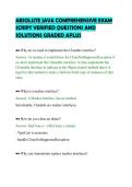 ABSOLUTE JAVA COMPREHENSIVE EXAM&NewLine;SCRIPT VERIFIED QUESTIONS AND&NewLine;SOLUTIONS GRADED APLUS&NewLine;