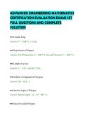 ADVANCED ENGINEERING MATHEMATICS&NewLine;CERTIFICATION EVALUATION EXAMS SET&NewLine;FULL QUESTIONS AND COMPLETE&NewLine;SOLUTION&NewLine;