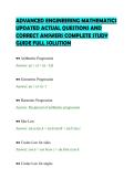 ADVANCED ENGINEERING MATHEMATICS&NewLine;UPDATED ACTUAL QUESTIONS AND&NewLine;CORRECT ANSWERS COMPLETE STUDY&NewLine;GUIDE FULL SOLUTION