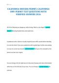 CALIFORNIA DRIVERS PERMIT&comma; CALIFORNIA&NewLine;DMV PERMIT TEST QUESTIONS WITH&NewLine;VERIFIED ANSWERS 2026