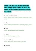 THE ECONOMICS OF MONEY BANKING&NewLine;AND FINANCIAL MARKETS ACTUAL TEST&NewLine;BANK TESTED QUESTIONS WITH VERIFIED&NewLine;SOLUTIONS