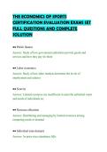 THE ECONOMICS OF SPORTS&NewLine;CERTIFICATION EVALUATION EXAMS SET&NewLine;FULL QUESTIONS AND COMPLETE&NewLine;SOLUTION