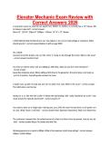Elevator Mechanic Exam Review with Correct Answers 2026