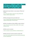 THE ECONOMICS OF SPORTS FINAL PAPER&NewLine;TESTED QUESTIONS WITH VERIFIED&NewLine;ANSWERS COMPLETE STUDY SHEET