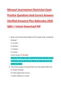 Missouri Journeyman Electrician Exam &NewLine;Practice Questions And Correct Answers &NewLine;&lpar;Verified Answers&rpar; Plus Rationales 2026 &NewLine;Q&A &vert; Instant Download Pdf 