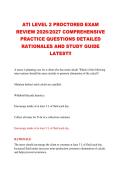 ATI LEVEL 2 PROCTORED EXAM REVIEW 2026&sol;2027 COMPREHENSIVE PRACTICE QUESTIONS DETAILED RATIONALES AND STUDY GUIDE  LATEST&excl;&excl;