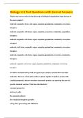 Biology 111 Test Questions with Correct Answers