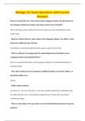 Biology 111 Exam Questions with Correct&NewLine;Answers