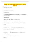 Biology 111 Study Guide Questions with Correct&NewLine;Answers