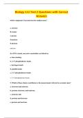 Biology 111 Test 2 Questions with Correct&NewLine;Answers