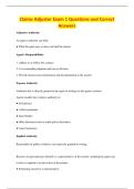 Claims Adjuster Exam 1 Questions and Correct&NewLine;Answers