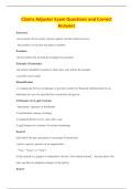 Claims Adjuster Exam Questions and Correct&NewLine;Answers
