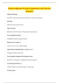 Claims Adjuster Practice Questions and Correct&NewLine;Answers
